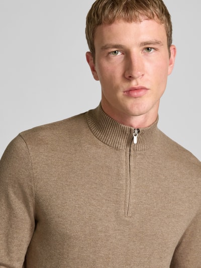 ONLY & SONS Regular Fit Troyer aus Baumwoll-Viskose-Mix Modell 'LOUI' Beige Melange 3