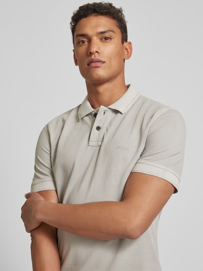 BOSS Orange Slim Fit Poloshirt mit Label-Detail Modell 'Prime' Mittelgrau 3