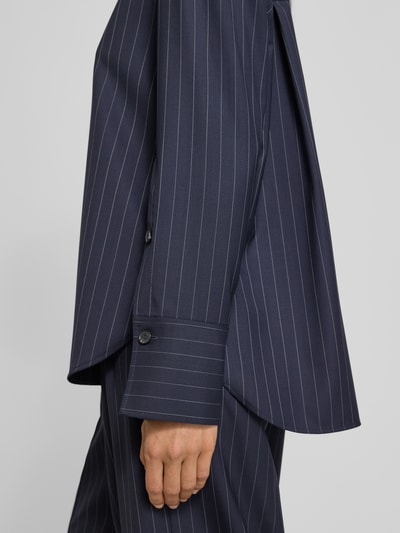 Windsor Bluzka koszulowa o kroju regular fit z wiskozy żywej wełny z listwą guzikową Granatowy 3