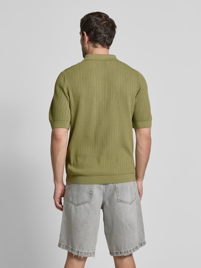 JAKE*S STUDIO MEN Regular Fit Poloshirt mit Zopfmuster Hellgruen 5