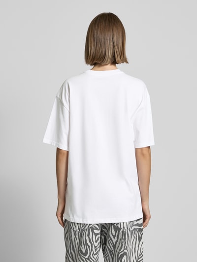 Review Oversized T-Shirt mit geripptem Rundhalsausschnitt Weiss 5