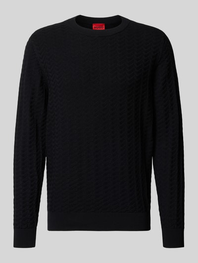 HUGO Pullover mit strukturierter Strickoptik Modell 'Simond' Black 1