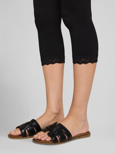 Tom Tailor Denim Slim fit legging van katoenmix met kant Zwart - 3