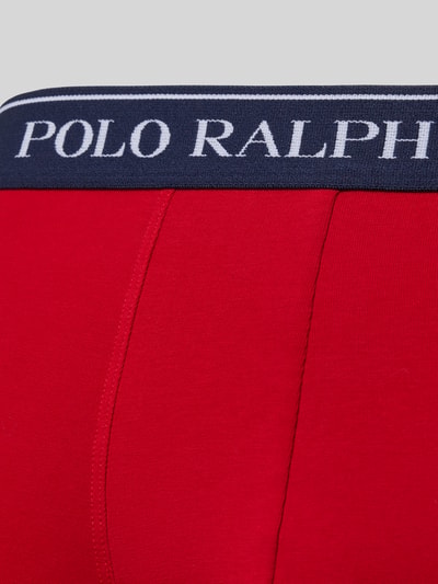 Produktfoto, Skinny Fit Trunks aus Baumwoll-Mix im 5er Pack von Polo Ralph Lauren Underwear in Optik: Unifarben mit Label-Schriftzug, Bundabschluss: elastisch, Materialverarbeitung: Stretch, kräftiges Rot mit glatter Textur