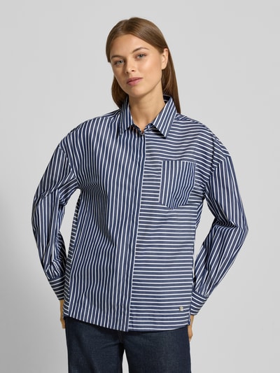 Fynch-Hatton Overhemdblouse met blinde knoopsluiting Marineblauw - 4