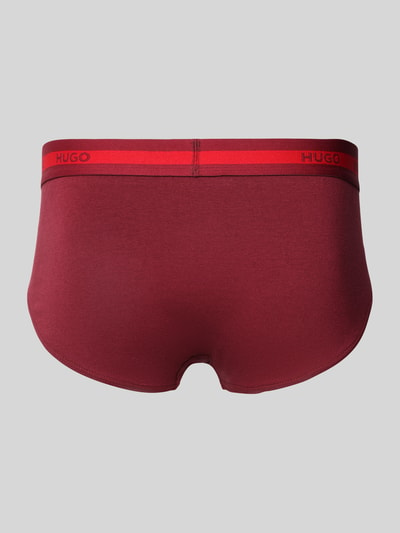 HUGO Slip mit Label-Bund im 3er-Pack Bordeaux 3