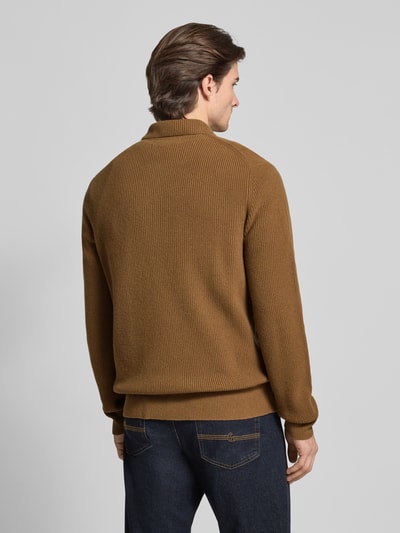 Samsøe Samsøe Strickpullover aus Wolle mit Reißverschluss Modell 'ISAKS' Beige 5