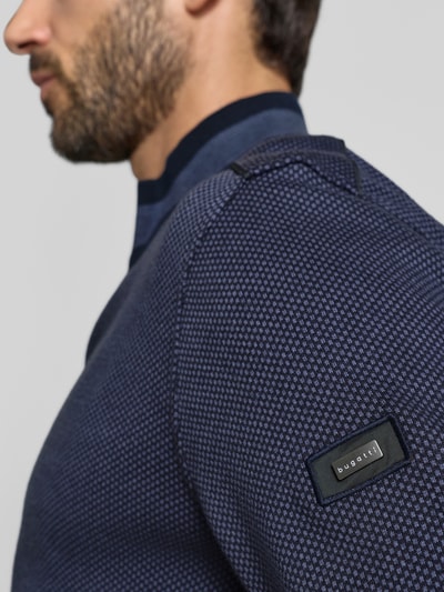 bugatti Bluza rozpinana z prążkowanymi wykończeniami Granatowy 3