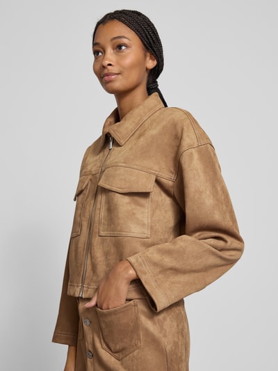 Only Oversized jack in wildleerlook, model 'STINA' Zand - 3