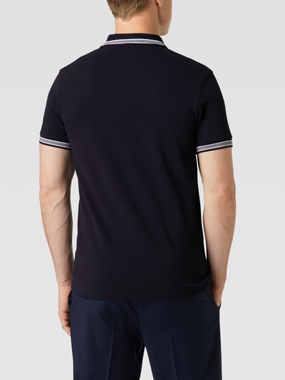 BOSS Green Regular fit poloshirt met labelstitching, model 'Paddy' Donkerblauw - 5