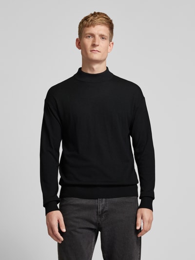 Scotch & Soda Strickpullover mit Stehkragen Modell 'CORE' Black 4