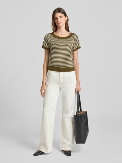 Zero T-Shirt in Ripp-Optik mit Rundhalsausschnitt Khaki 1