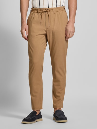 MCNEAL Tapered fit stoffen broek met elastische band Camel - 4