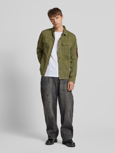 Alpha Industries Hemdjacke mit Label-Patch Oliv 1