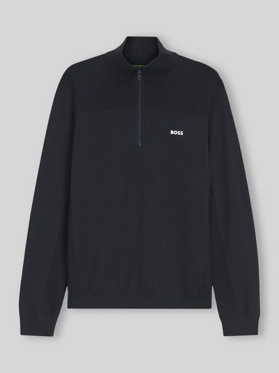 BOSS Green Sweter o kroju regular fit z dodatkiem żywej wełny model 'KN_Momentum-X QZ' Ciemnoniebieski 2
