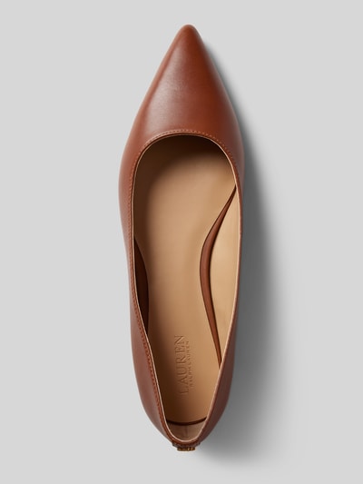 Lauren Ralph Lauren Lederballerinas mit Blockabsatz Modell 'LONDYN' Cognac 3