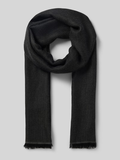 Produktfoto, Schal mit Woll-Anteil Modell 'ERYK_70*180' von BOSS, Optik: Unifarben, Strukturiert, Label-Patch, Fransen, Materialverarbeitung: feine Webstruktur