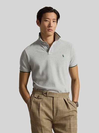 Polo Ralph Lauren Regular Fit Poloshirt aus reiner Baumwolle mit Kontraststreifen Hellgrau 4
