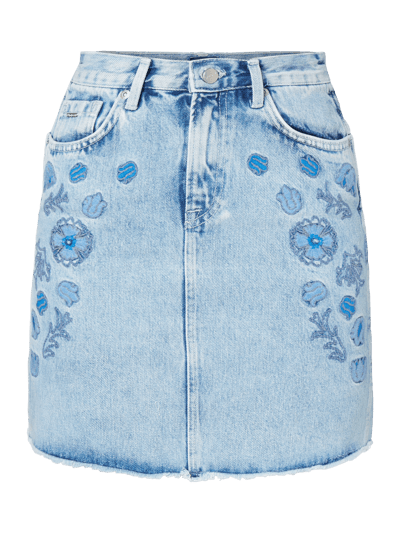 Pepe Jeans Stone Washed Jeansrock mit floralen Stickereien Jeansblau 1