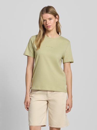Marc O'Polo Denim T-shirt met ronde hals en labeldetail Rietgroen - 4