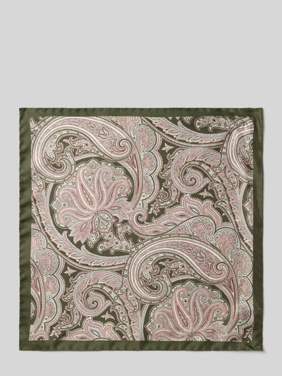 Verugia Seideneinstecktuch mit Paisley-Muster Oliv 2