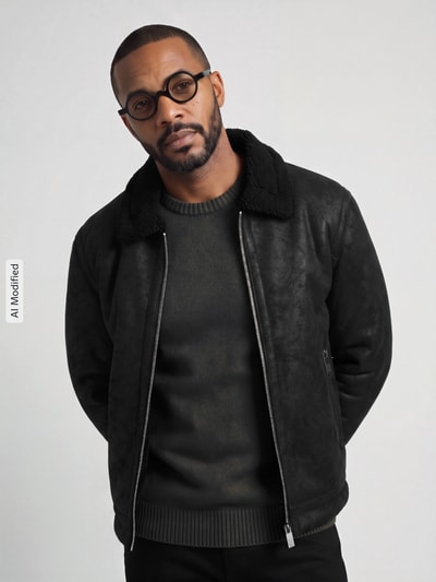 Jake*s Studio Men Bomberjacke mit Teddykragen Modell 'HARDY' Black 3