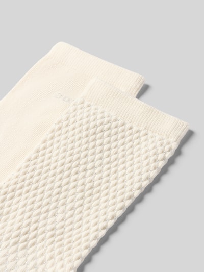 Produktfoto, cremefarbene Socken aus Baumwoll-Mix im 2er-Pack Modell 'ShineDiam' von BOSS, Damen Socken, feine Rautenstruktur und glatte Partien
