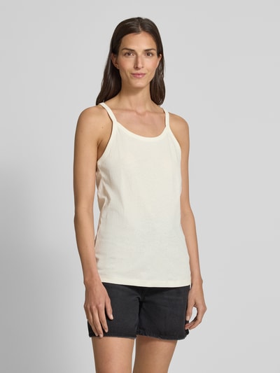 Marc O'Polo Slim fit top met bandjes van een mix van katoen en hennep Wit - 4