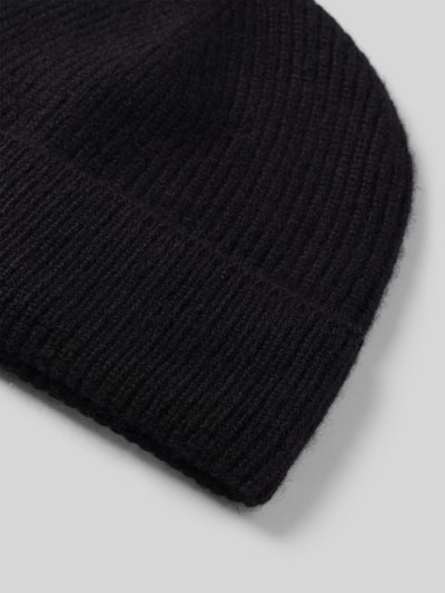 Christian Berg Woman Strickmütze aus reinem Kaschmir mit breitem Umschlag Black 2