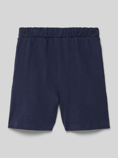 Produktfoto, Shorts mit Motiv-Print und elastischem Bund von Blue Seven in Dunkelblau aus Reine Baumwolle, Regular-Fit, glatte Oberfläche, Bundweite bei Größe 116: 27 cm, Innenbeinlänge 10 cm, Kinder Shorts