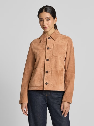 JOOP! Regular Fit Lederjacke mit Umlegekragen Modell 'LUANA' Beige 4