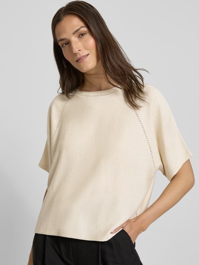 comma Strickshirt mit Rundhalsausschnitt Gold 3
