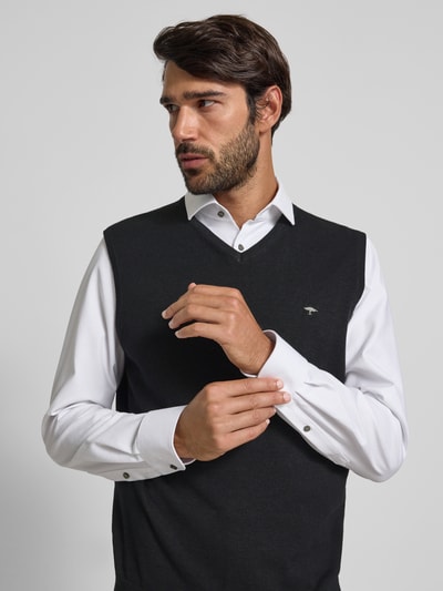 Fynch-Hatton Pullunder mit Logo-Detail Modell 'Slipover Superfine' Anthrazit 3