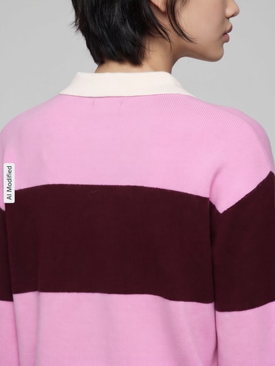 Jake*s Casual Pullover mit Polokragen Pink 3