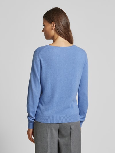 S.Marlon Kasjmier pullover met afgeronde V-hals Blauw - 5