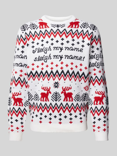 Only & Sons Gebreide pullover met motief- en statementstitching, model 'XMAS' Offwhite - 2