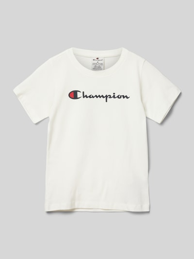 CHAMPION T-shirt z nadrukiem z logo Écru 1