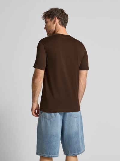SELECTED HOMME Regular fit T-shirt van puur katoen, model 'COLMAN' Donkerbruin - 5