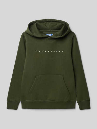 Jack & Jones Hoodie met kangoeroezak Olijfgroen - 1
