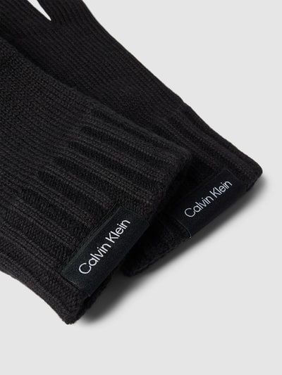CK Calvin Klein Handschuhe mit Label-Detail Modell 'CLASSIC' Black 2