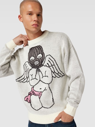 REVIEW Sweter z dzianiny z nadrukiem ANGEL Écru 3