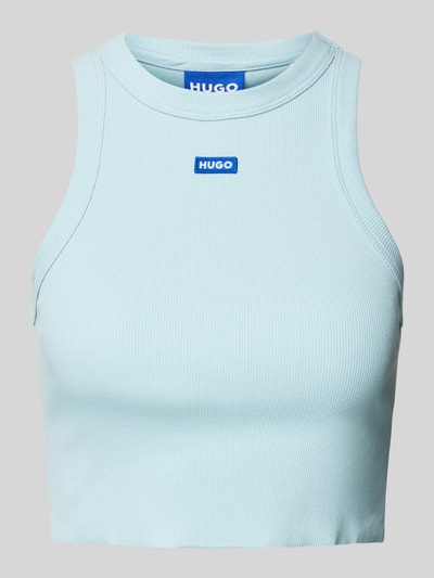 Hugo Blue Cropped Tanktop mit Label-Detail Schilf 2