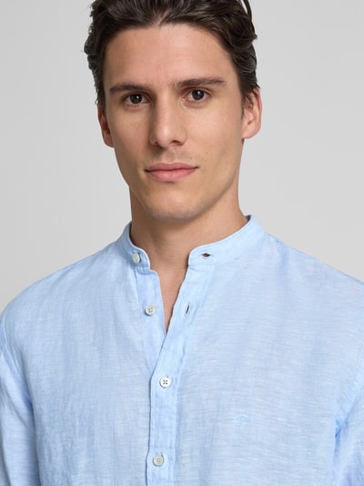 Fynch-Hatton Regular fit linnen overhemd met opstaande kraag Lichtblauw - 3