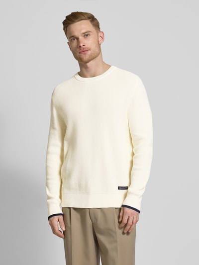 Gant Strickpullover mit Label-Patch Offwhite 4