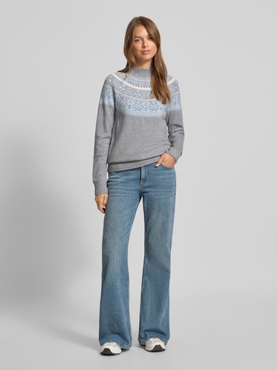 Christian Berg Woman Gebreide pullover met opstaande kraag Middengrijs gemêleerd - 1