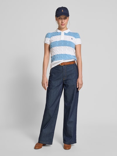 Polo Ralph Lauren Strickshirt mit Polokragen und Label-Stitching Hellblau 1