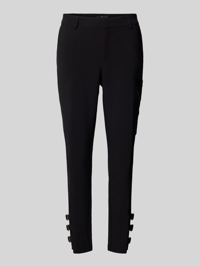 Monari Slim fit stoffen broek met cargozak Zwart - 2