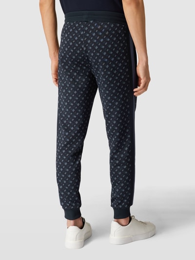 BOSS Sweatpants met all-over motief, model 'Lammont' Marineblauw - 5