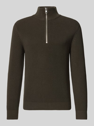 Marc O'Polo Denim Regular Fit Troyer aus reiner Baumwolle Dunkelbraun 2