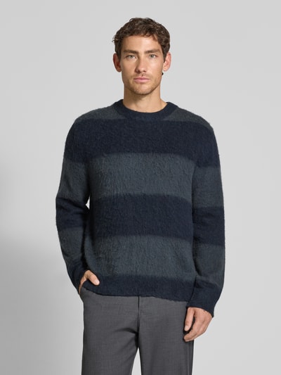 Wood Wood Gebreide pullover met ribboorden, model 'Levi' Marineblauw - 4